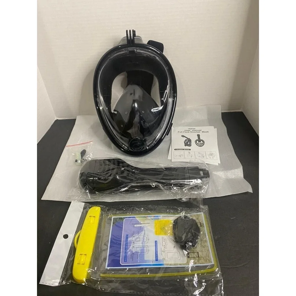 Full Face Snorkeling Mask‎ Anti Leak Portable Under Water Diving Swimming Black